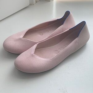 Rothy's Pink Ballet Flats with Blue Trim